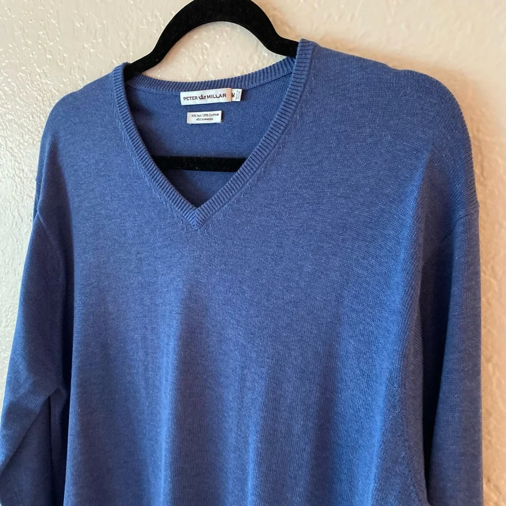 Peter Millar Silk And Cashmere Blend V-Neck Sweater Size M Classic Fit Fall